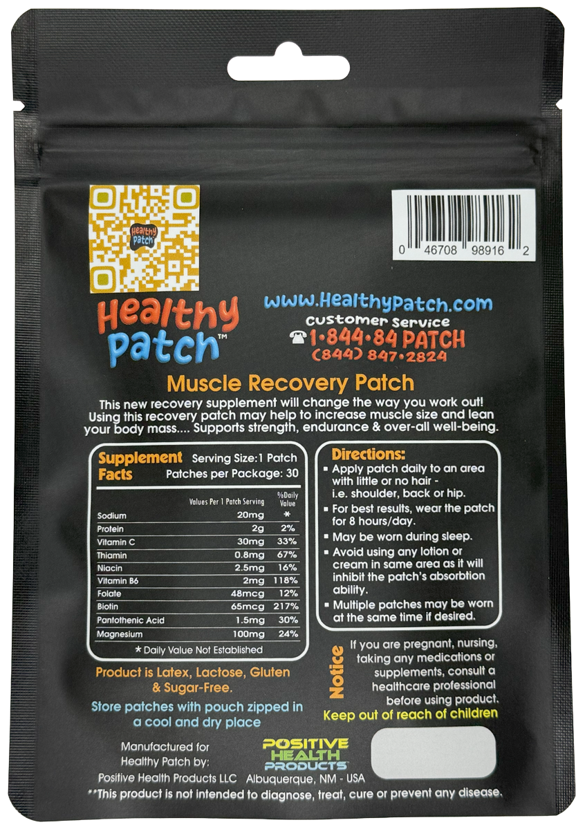 Muscle Recovery  "After Workout" Patch - 30-Day Supply